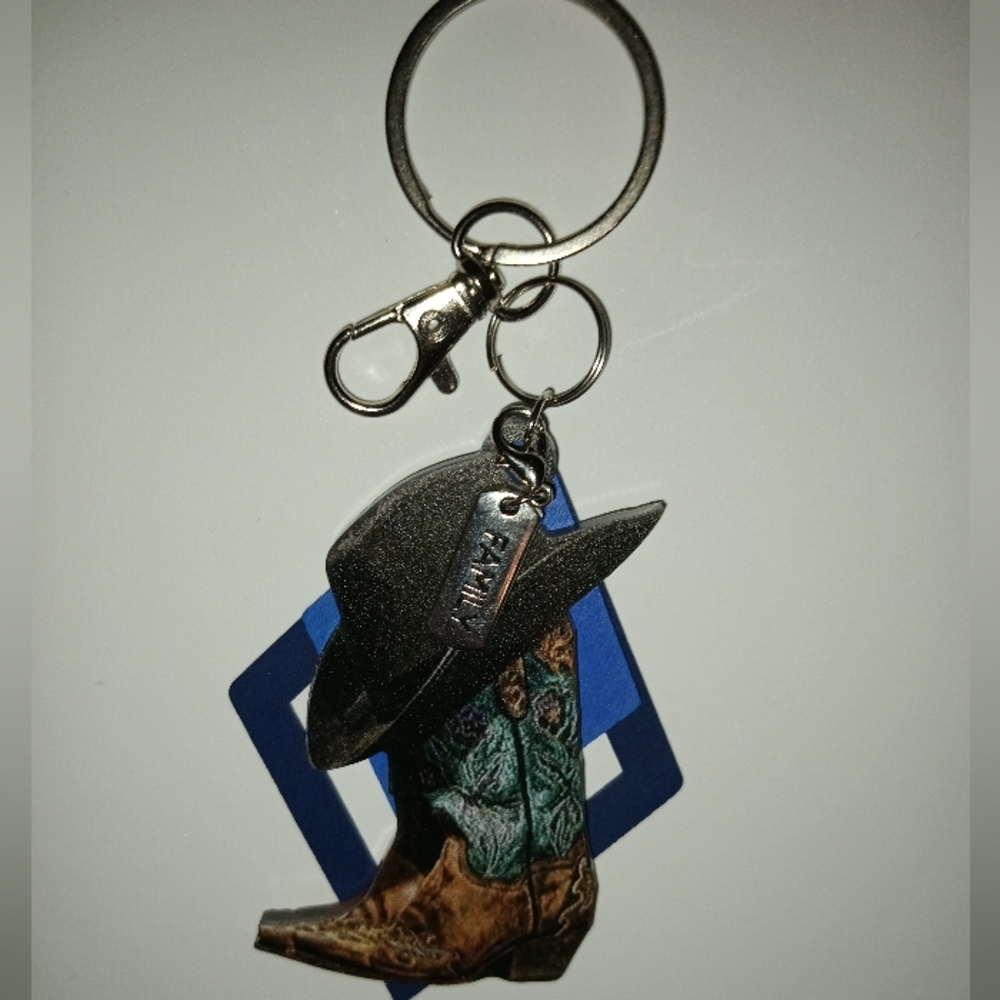 Brown, blue and Black western Keychain